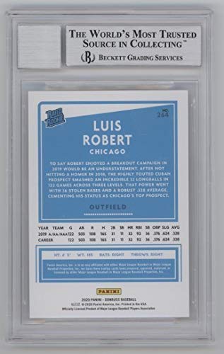 Luis Robert 2020 Donruss Rated Rookie Autographed Card #264 - BAS 10 - 757 Sports Collectibles