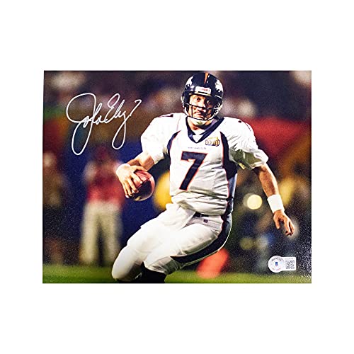 John Elway Autographed Denver Broncos 8x10 Photo - BAS COA (White