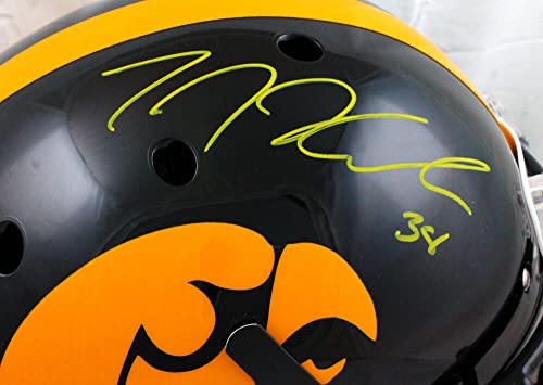 TJ Hockenson Autographed Iowa Hawkeyes Schutt F/S Helmet- Beckett W Hologram Yellow - 757 Sports Collectibles