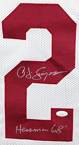 OJ Simpson Autographed White College Style Jersey w/Heisman- JSA W Silver - 757 Sports Collectibles