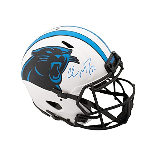 Christian McCaffrey Autographed Panthers Lunar Eclipse Authentic Full-Size Football Helmet - BAS COA - 757 Sports Collectibles