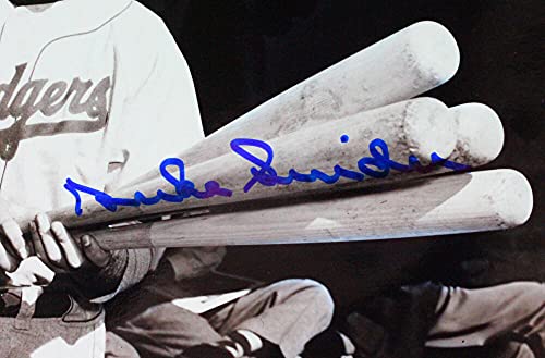 Duke Snider Autographed Dodgers 8x10 B&W Holding Bats Horizontal Photo- JSABlue - 757 Sports Collectibles