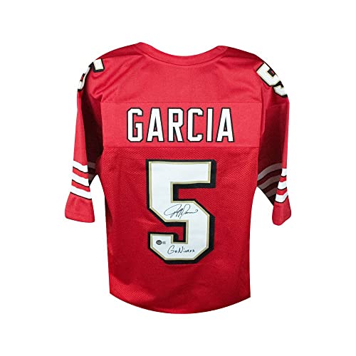 Jeff Garcia Go Niners Autographed San Francisco Custom Red Football Jersey - BAS - 757 Sports Collectibles