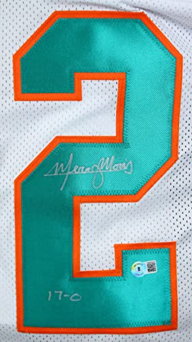 Mercury Morris Autographed White Pro Style Jersey w/17-0-BeckettW Hologram Silver - 757 Sports Collectibles