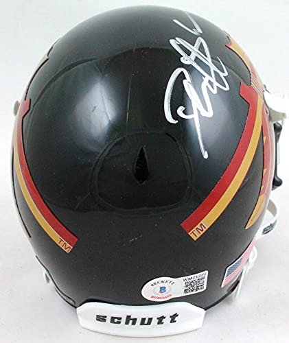 Deion Sanders Signed Florida State Black Schutt Mini Helmet- Beckett W Silver - 757 Sports Collectibles