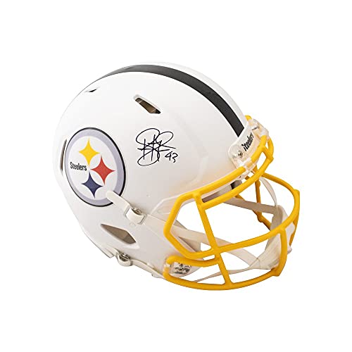 Troy Polamalu Autographed Steelers Flat White Authentic Full-Size Helmet - BAS COA - 757 Sports Collectibles