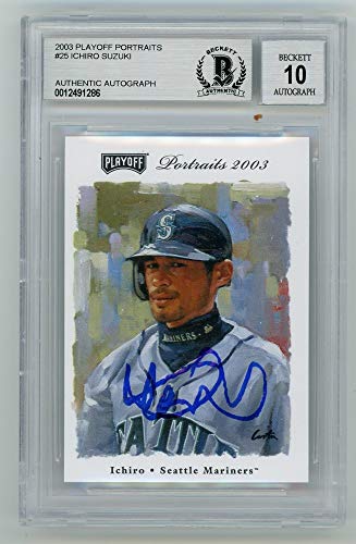 Ichiro Suzuki 2003 Playoff Portraits Autographed Card #25 - BAS 10 - 757 Sports Collectibles