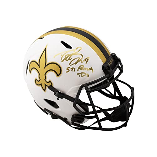 Drew Brees 571 Passing TDs Autographed New Orleans Lunar Eclipse Authentic Full-Size Helmet - BAS COA - 757 Sports Collectibles