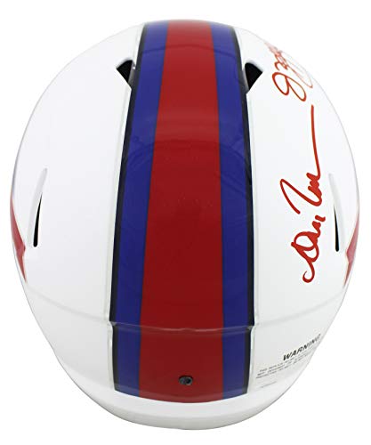 Bills (3) Kelly, Thomas & Reed Signed Flat White Full Size Speed Rep Helmet JSA - 757 Sports Collectibles