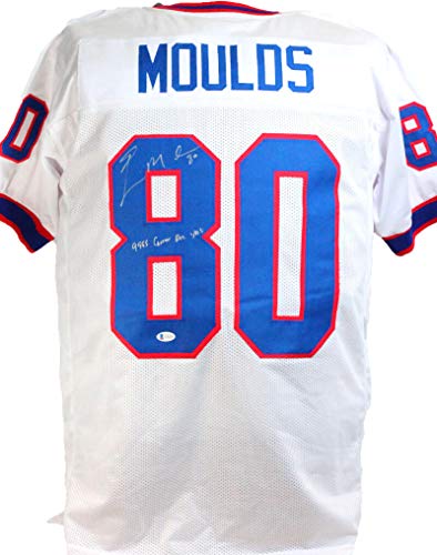 Eric Moulds Autographed White Pro Style Jersey W/Insc- Beckett W Silver - 757 Sports Collectibles