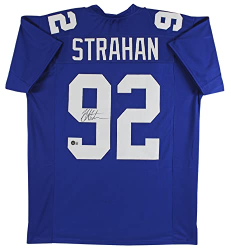 Michael Strahan Authentic Signed Blue Pro Style Jersey Autographed BAS Wit - 757 Sports Collectibles