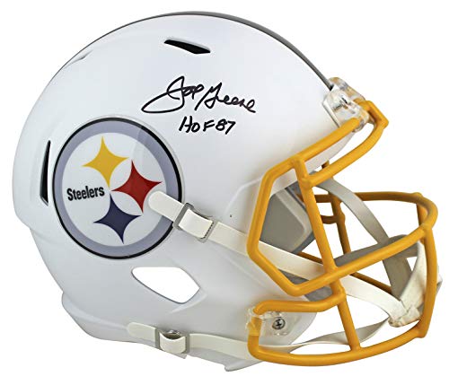 Steelers Joe Greene"HOF 87" Signed Flat White F/S Speed Rep Helmet BAS Witness - 757 Sports Collectibles