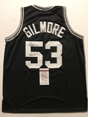 Autographed/Signed Artis Gilmore"HOF 11" San Antonio Black Basketball Jersey JSA COA - 757 Sports Collectibles