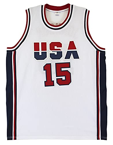 Magic Johnson Team USA Authentic Signed White Jersey Autographed BAS Witnessed - 757 Sports Collectibles