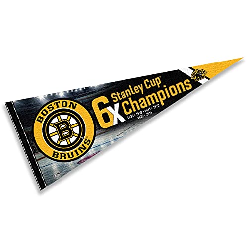 WinCraft Boston Bruins 6 Time Cup Champions Pennant Banner Flag - 757 Sports Collectibles