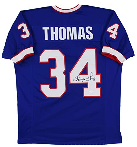 Thurman Thomas Authentic Signed Blue Pro Style Jersey Autographed BAS Witness - 757 Sports Collectibles