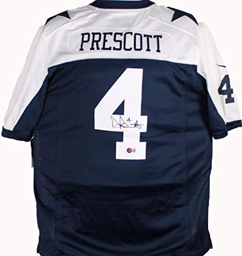 Dak Prescott Autographed Cowboys Blue Game Jersey-Beckett W Hologram Black  at 's Sports Collectibles Store