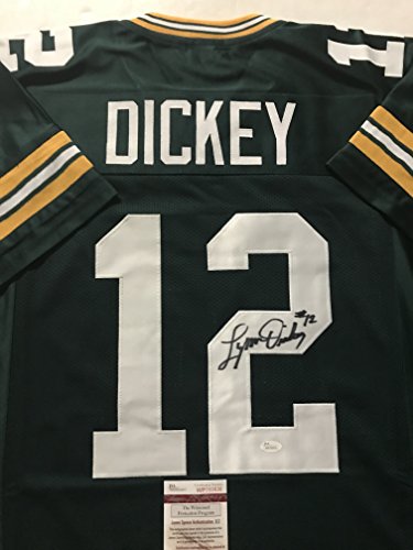 Autographed/Signed Lynn Dickey Green Bay Green Football Jersey JSA COA