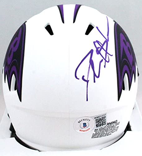 Deion Sanders Signed Baltimore Ravens Lunar Mini Helmet- Beckett W Holo Purple - 757 Sports Collectibles