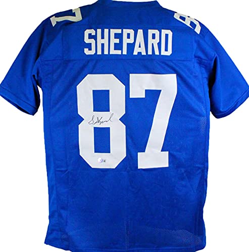 Sterling Shepard Autographed Blue Pro Style Jersey- Beckett W Black 8 - 757 Sports Collectibles