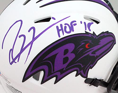 Ray Lewis Autographed Baltimore Ravens Lunar Mini Helmet w/HOF- Beckett W Purple - 757 Sports Collectibles