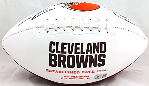 Jarvis Landry/Odell Beckham Autographed Browns Logo Football-Beckett W Holo Black - 757 Sports Collectibles