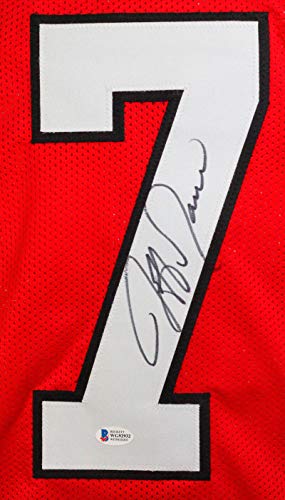 Jeff Garcia Autographed Red Calgary Pro Style Jersey- Beckett W Black - 757 Sports Collectibles