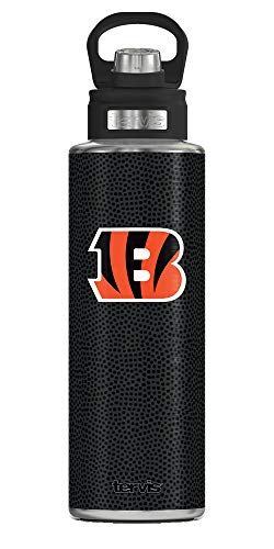 Tervis Triple Walled NFL Cincinnati Bengals Insulated Tumbler Cup Keeps Drinks Cold & Hot, 40oz Wide Mouth Bottle - Stainless Steel, Black Leather - 757 Sports Collectibles