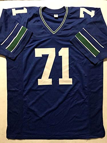 Autographed/Signed Walter Jones"HOF 14" Seattle Blue Football Jersey JSA COA - 757 Sports Collectibles