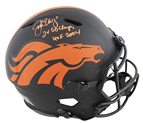 Broncos John Elway 2x Insc Signed Eclipse Proline F/S Speed Helmet BAS Witness - 757 Sports Collectibles