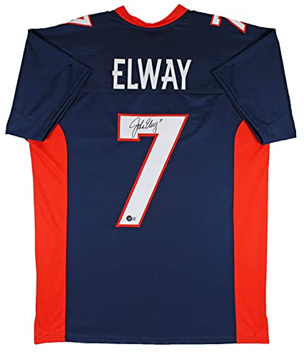 John Elway Authentic Signed Navy Blue Pro Style Jersey BAS Witnessed - 757 Sports Collectibles