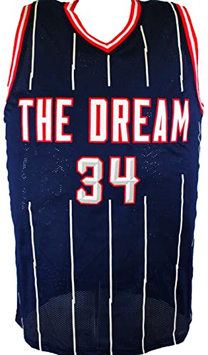 Hakeem Olajuwon Autographed Blue Stat Pro Jersey- JSA W Black - 757 Sports Collectibles