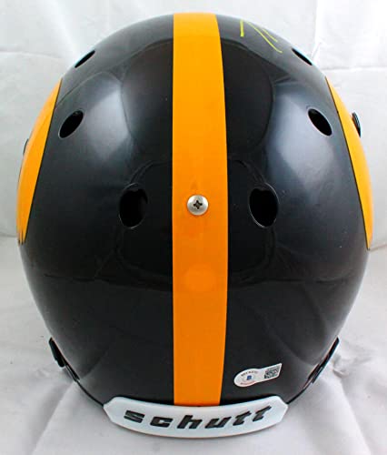 TJ Hockenson Autographed Iowa Hawkeyes Schutt F/S Helmet- Beckett W Hologram Yellow - 757 Sports Collectibles