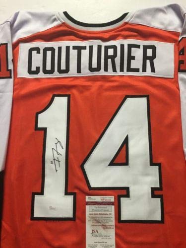 Autographed/Signed Sean Couturier Philadelphia Orange Hockey Jersey JSA COA