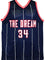 Hakeem Olajuwon Autographed Blue Jersey- JSA Witnessed Black - 757 Sports Collectibles