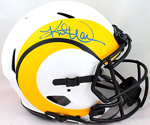 Kurt Warner Autographed Rams Authentic Lunar Speed F/S Helmet- Beckett W Blue - 757 Sports Collectibles