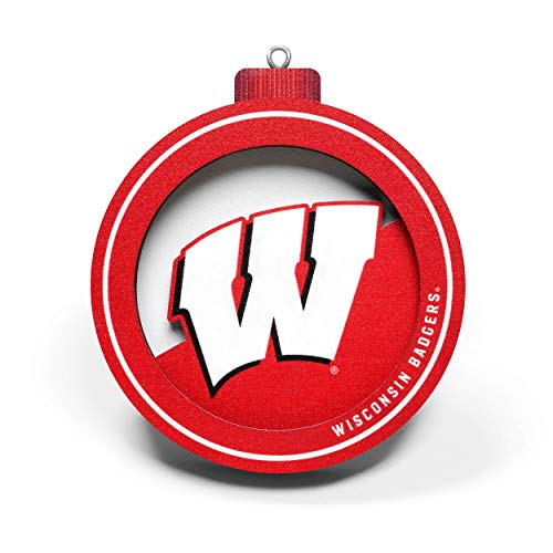 YouTheFan NCAA Wisconsin Badgers 3D Logo Series Ornament, team colors - 757 Sports Collectibles