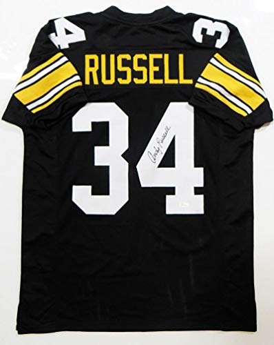 Andy Russell Autographed Black Pro Style Jersey - JSA Witnessed Auth 4 N/O