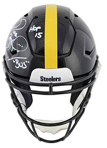 Steelers Jerome Bettis'HOF 15, The Bus' Signed Speed Flex Full Size Helmet  BAS