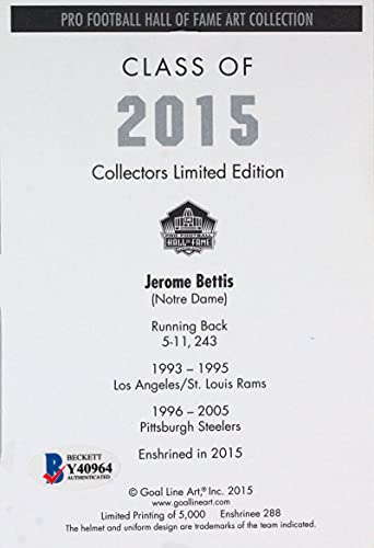 Jerome Bettis Autographed Steelers Goal Line Art Card w/HOF- Beckett Blue - 757 Sports Collectibles