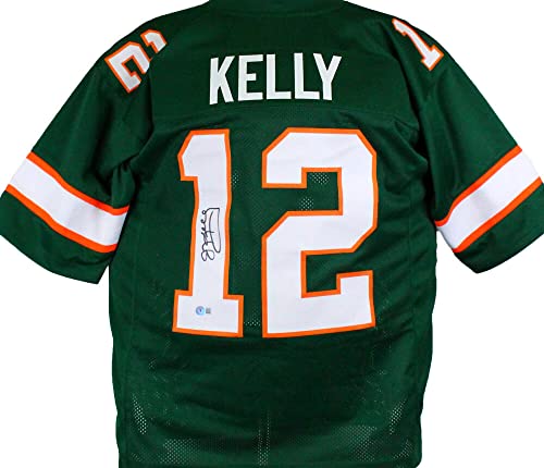 Jim Kelly Autographed Green College Style Jersey-Beckett W Hologram Black - 757 Sports Collectibles