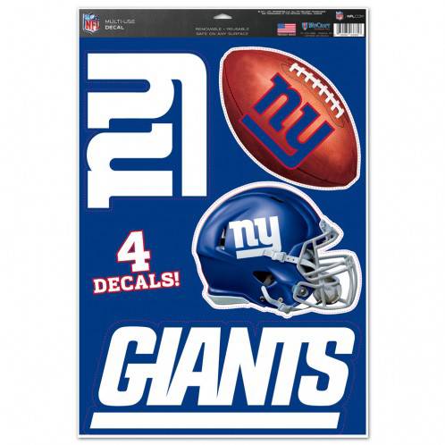 New York Giants Multi Use Large Decals (4 Pack) Indoor/Outdoor Repositionable - 757 Sports Collectibles