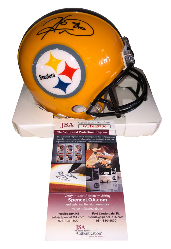 Hines Ward Signed Autographed Pittsburgh Steelers 75th Anniversary Mini Helmet - JSA W COA - 757 Sports Collectibles