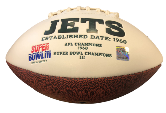 New York Jets Santana Moss Signed Auto Wht Logo Football - 757 COA - 757 Sports Collectibles