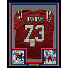 John Hannah HOF Autographed New England Custom Red Football Jersey - JSA  COA