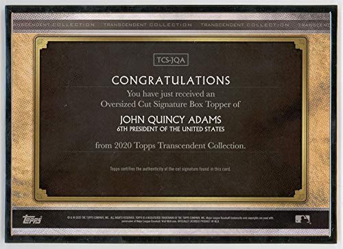 John Quincy Adams 2020 Topps Transcendent Oversized Cut Signature Autograph 1/1 - 757 Sports Collectibles