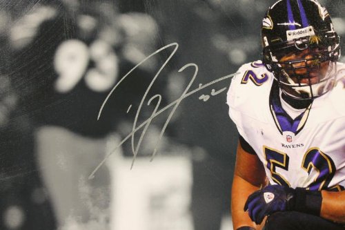 Ravens Ray Lewis Authentic Signed 24X30 Canvas Autographed PSA/DNA ITP - 757 Sports Collectibles