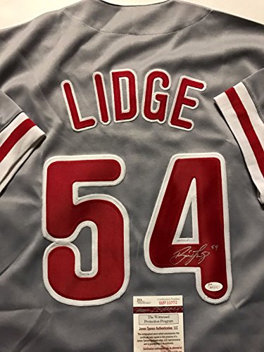 Autographed/Signed Brad Lidge Philadelphia Grey Baseball Jersey JSA COA