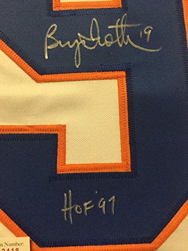 Framed Autographed/Signed Bryan Trottier"HOF 97" 33x42 New York White Hockey Jersey JSA COA - 757 Sports Collectibles