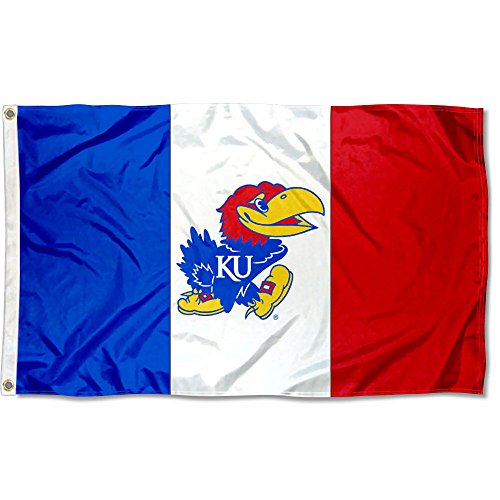 College Flags & Banners Co. Kansas Jayhawks 3 Panel Flag - 757 Sports Collectibles